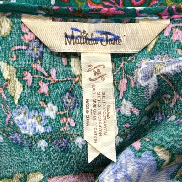 Matilda Jane Evergreen Blue Make Believe Floral Long Sleeve Top Size Medium - Picture 7 of 10